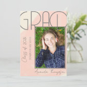Abstract Roze Afstudeerder Foto Afstuderen aankond Kaart (Staand voorkant)