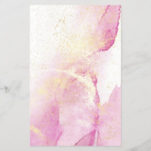 Abstract Roze Aquarel met Nep Goudstof Flyer (Achterkant)