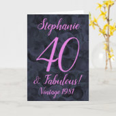 Abstract Roze Black 40 en Fabulous Birthday Kaart (Gele Bloem)