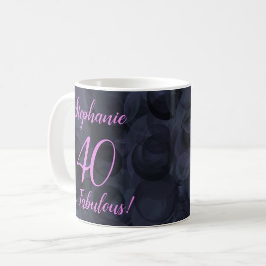 Abstract Roze Black 40 en Fabulous Birthday Koffiemok (Voorkant links)