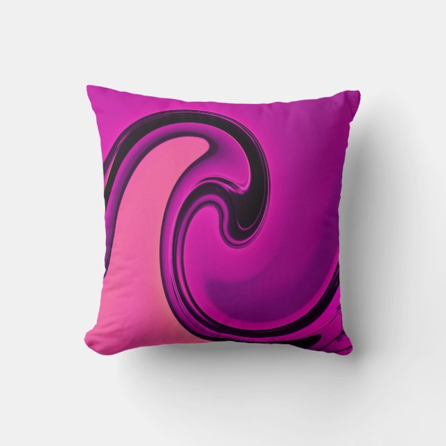 Abstract Roze Black Swirls Waves Sierkussen (Voorkant)