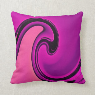 Abstract Roze Black Swirls Waves Sierkussen