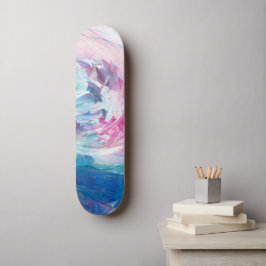 Abstract Roze Blau Kolkend Kunst Schilderij Persoonlijk Skateboard