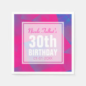 Abstract Roze Blauw 30e Verjaardag Papier servette Servetten (Voorkant)