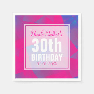 Abstract Roze Blauw 30th Birthday Paper Napkins Servetten