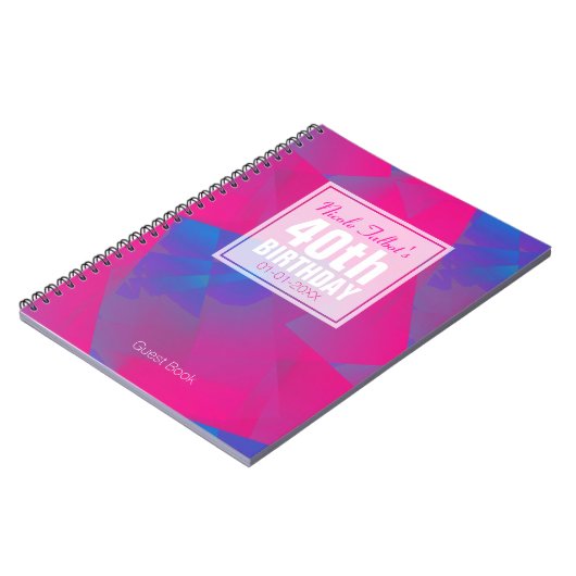 Abstract Roze Blauw 40e Birthday Guest Book 10a Notitieboek (Linkerzijde)