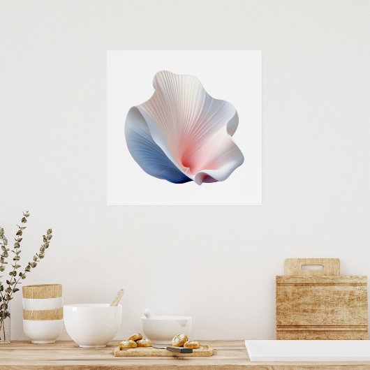 Abstract Roze, Blauw en Wit Shell-Poster Poster (Keuken)