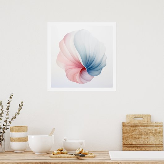 Abstract Roze, Blauw en Wit Shell-Poster Poster (Keuken)