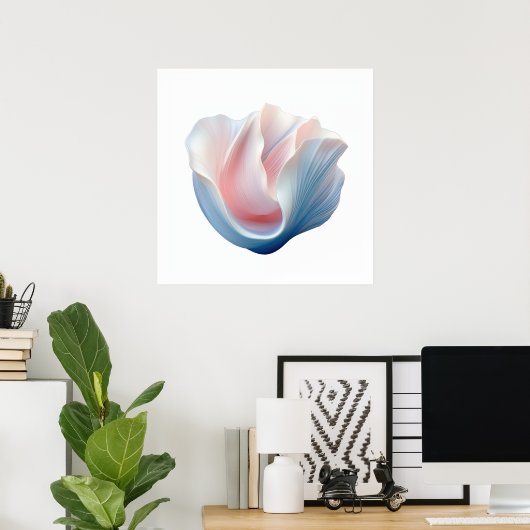Abstract Roze, Blauw en Witte Shell Poster (Thuiskantoor)