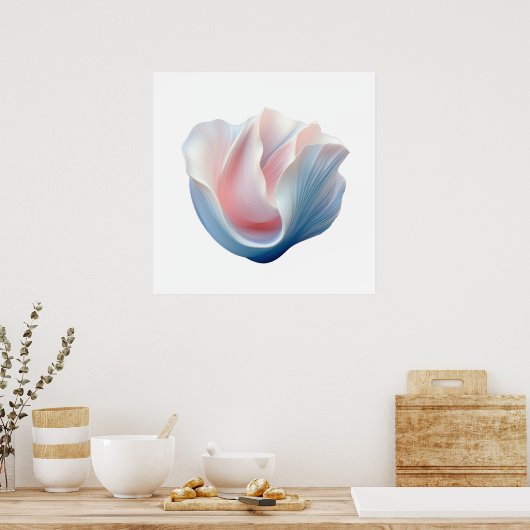 Abstract Roze, Blauw en Witte Shell Poster (Keuken)