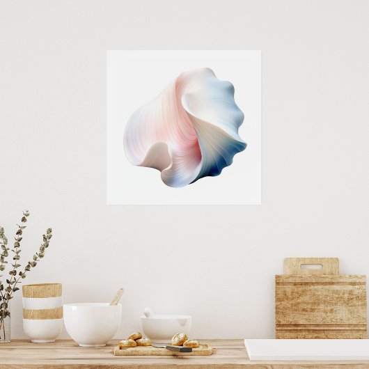 Abstract Roze, Blauw en Witte Shell Poster (Keuken)