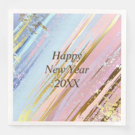 Abstract Roze Blauw Gold Gelukkig Nieuwjaar 20xx N Servet