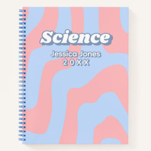 Abstract roze blauw golvende lijnen schoolvak notitieboek