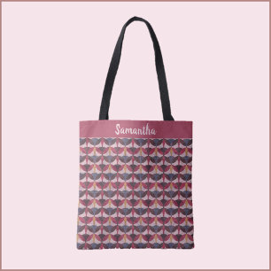 Abstract Roze Blauw Goud Art Deco Vibe Tote Bag