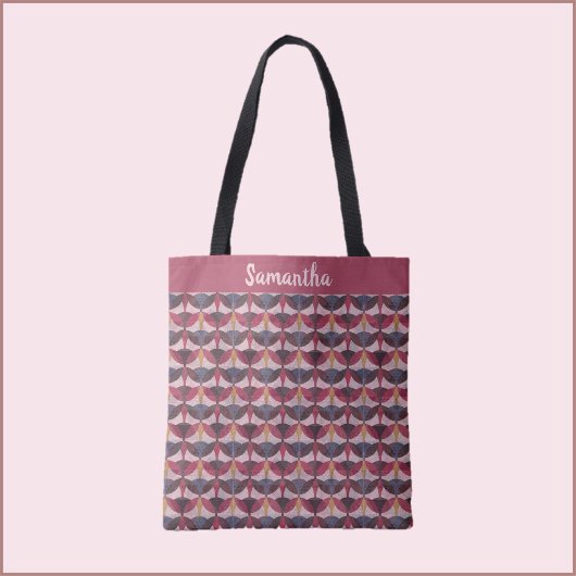 Abstract Roze Blauw Goud Art Deco Vibe Tote Bag