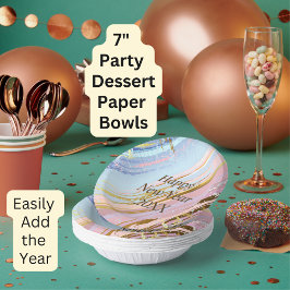 Abstract Roze Blauw Goud Gelukkig Nieuwjaar 20xx 7 Papieren Kommen