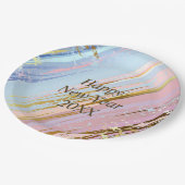 Abstract Roze Blauw Goud Gelukkig Nieuwjaar 20xx 9 Papieren Bordje (Gekanteld)