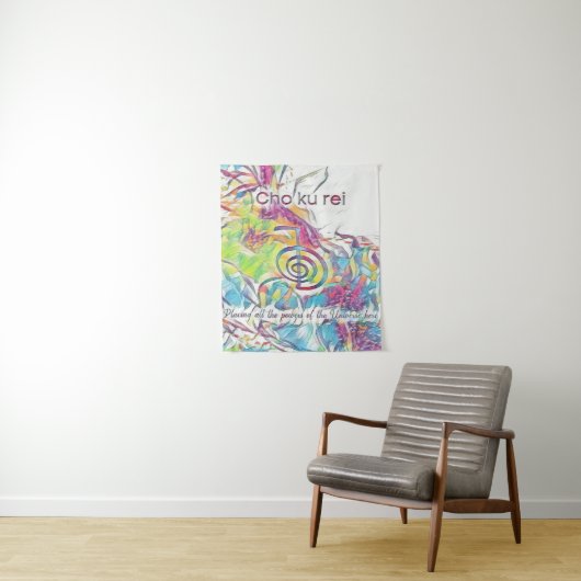 Abstract roze, blauw groen symbool Cho Ku Rei Wandkleed (In situ)