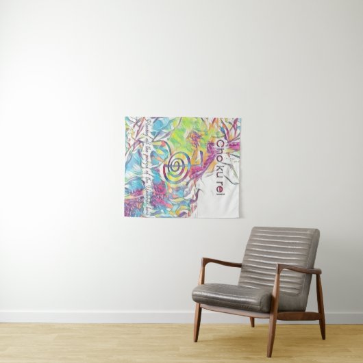 Abstract roze, blauw groen symbool Cho Ku Rei Wandkleed (In Situ (horizontaal))