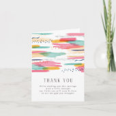 Abstract Roze & Blauw Modern Waterverf Baby shower Bedankkaart (Voorkant)