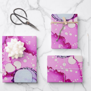 Abstract roze blauw paarse inpakpapier vellen