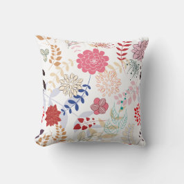 Abstract Roze Blauw Tan Floral Sierkussen