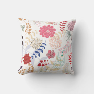 Abstract Roze Blauw Tan Floral Sierkussen