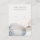 Abstract Roze Blauw Waterverf 2 Oorbel Display Visitekaartje (Voorkant)