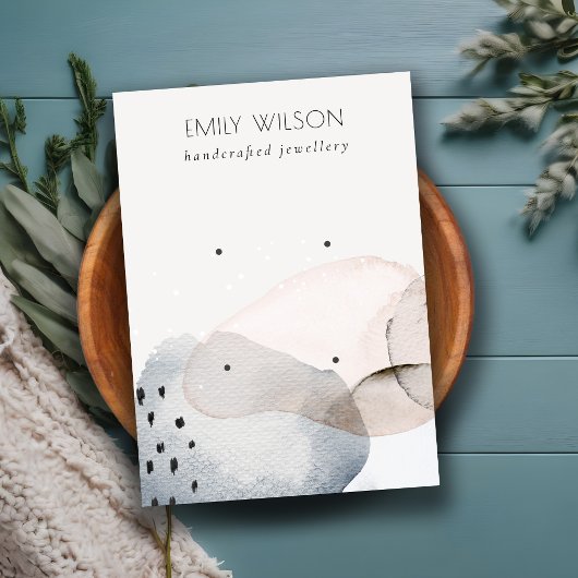 Abstract Roze Blauw Waterverf 2 Oorbel Display Visitekaartje