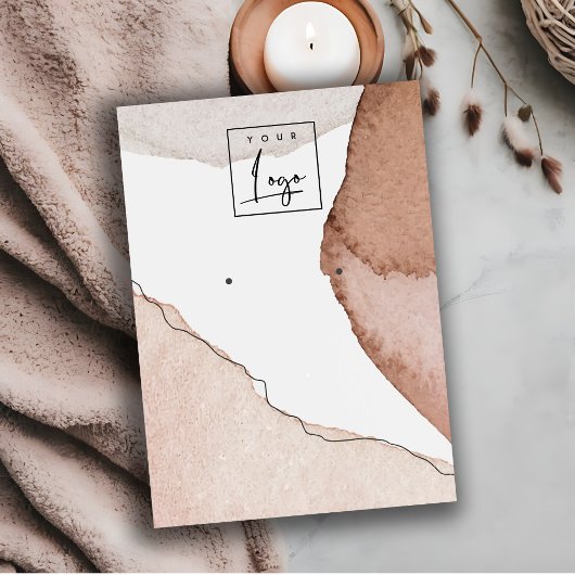 Abstract Roze Blauw Waterverf Oorbel Logo Display Visitekaartje