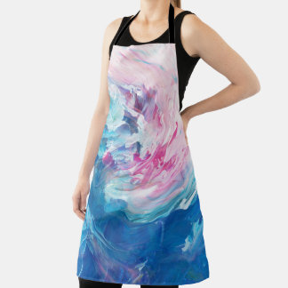 Abstract roze blauw wervelende kunstschilderij schort