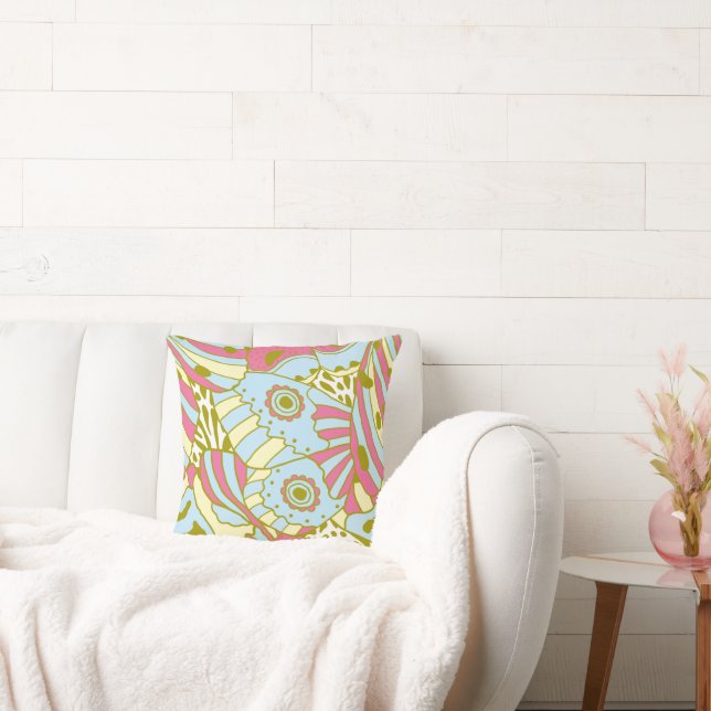 Abstract roze blauwe vlindervleugel Sierkussen (Bank)