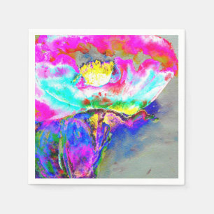 Abstract roze blauwgroen bloemenschilderij waterve servet