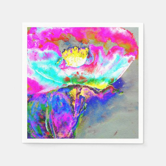 Abstract roze blauwgroen bloemenschilderij waterve servet (Voorkant)