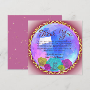 Abstract Roze Bloem Kristal Bruiloft Jubileum Bedankkaart