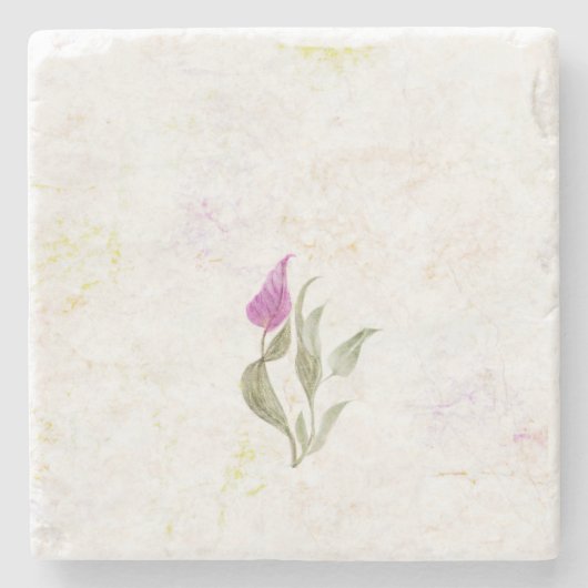 Abstract roze bloemblaadje botanische stenen onder stenen onderzetter (Voorkant)