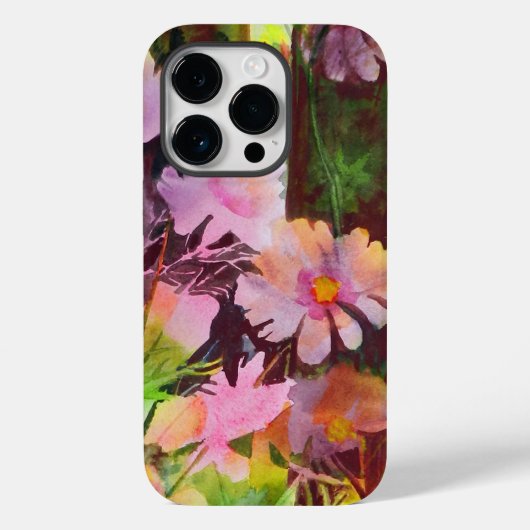 Abstract roze bloemen artistiek donker Case-Mate iPhone case (Achterkant)