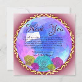 Abstract Roze Bloemen Crystal Wedding Jubileum Bedankkaart