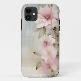 Abstract Roze Bloemen met Gouden Streaks Case-Mate iPhone Case