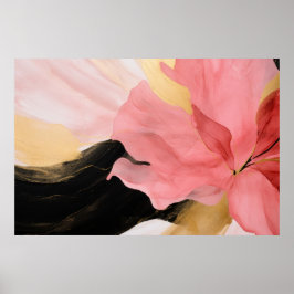Abstract roze bloemschilderij poster