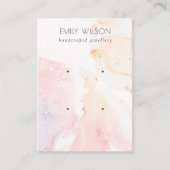 Abstract Roze Blush Waterverf 2 Oorbel Display Visitekaartje (Voorkant)