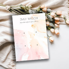 Abstract Roze Blush Waterverf 2 Oorbel Display Visitekaartje