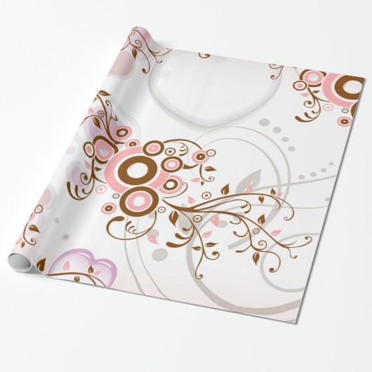  abstract roze bruin bloempatroon. cadeaupapier (Uitgerold)