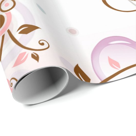  abstract roze bruin bloempatroon. cadeaupapier (Rol Hoek)