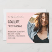 Abstract Roze Circle Geo Foto Afstuderen Aankondiging (Achterkant)