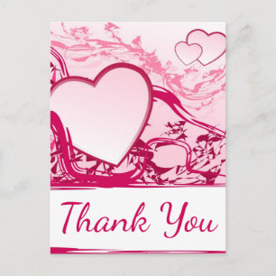 Abstract Roze Dankjewel Hartjes - Paars Fuchsia Briefkaart