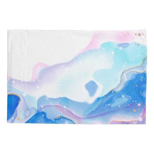 Abstract roze en blauw, vloeibaar marmerpatroon kussensloop (Achterkant)