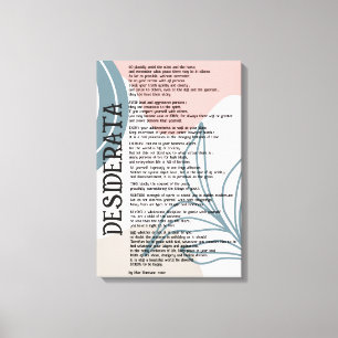 Abstract Roze en Blauwe Desiderata van Max Ehrman Canvas Afdruk