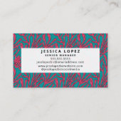 Abstract Roze en Blauwgroen Koraal Patroon Visitekaartje (Achterkant)