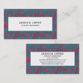 Abstract Roze en Blauwgroen Koraal Patroon Visitekaartje (Voorkant / Achterkant)